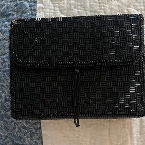 ALFRED SUNG Black Beaded Clutch